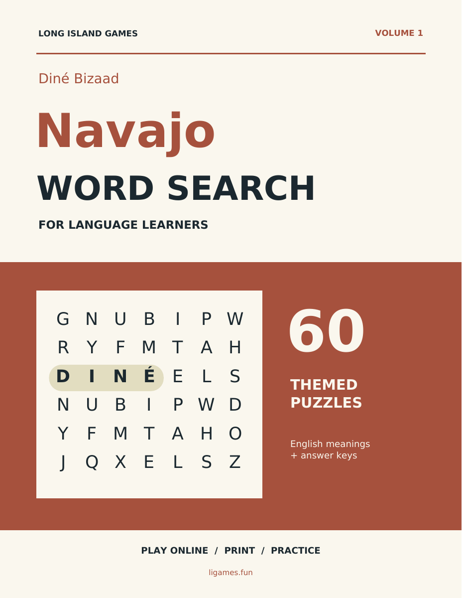 Navajo Word Search for Language Learners, Volume 1 cover