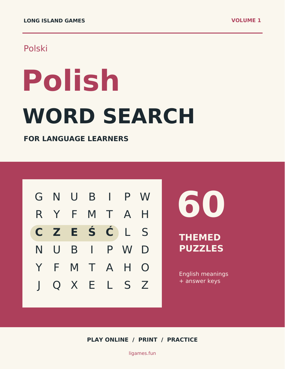 Polish Word Search for Language Learners, Volume 1 cover